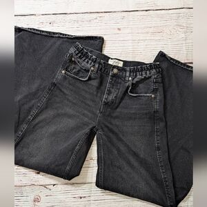 Free People We The Free Black Wide Leg Jeans Sz 26 Stretch